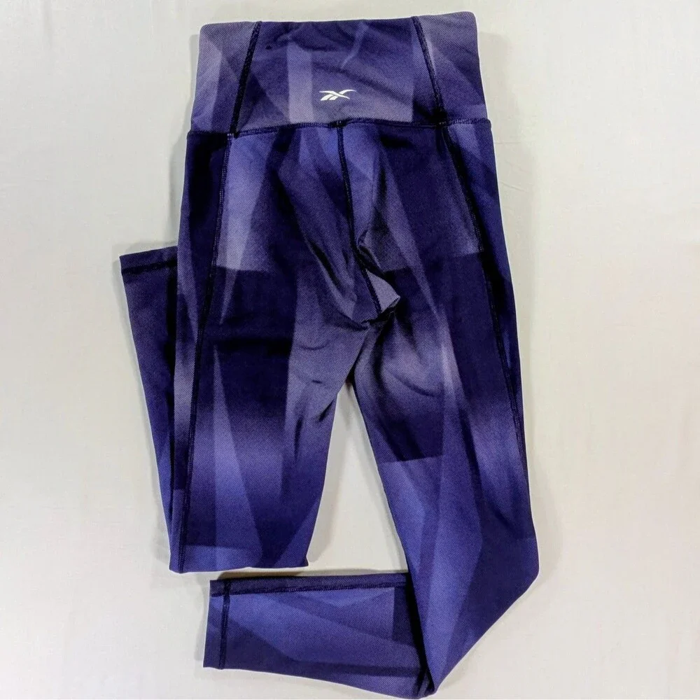 Reebok Women's Speedwick Small Purple  and White High Rise Leggings Flaw